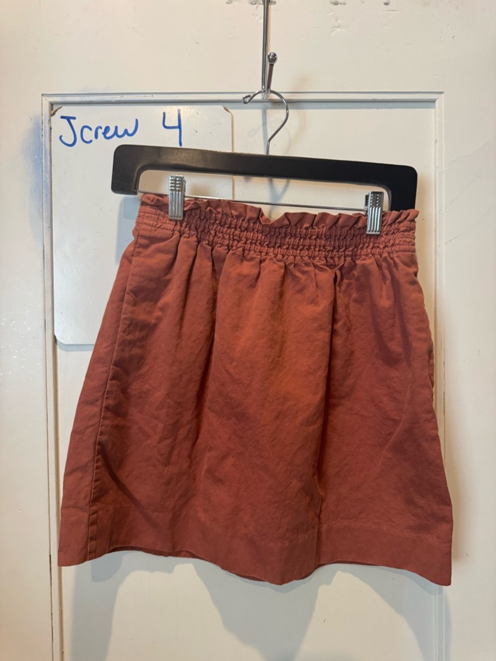Linen and Cotton J. Crew Women's Rust Elastic-Waist Cotton and Linen Skirt